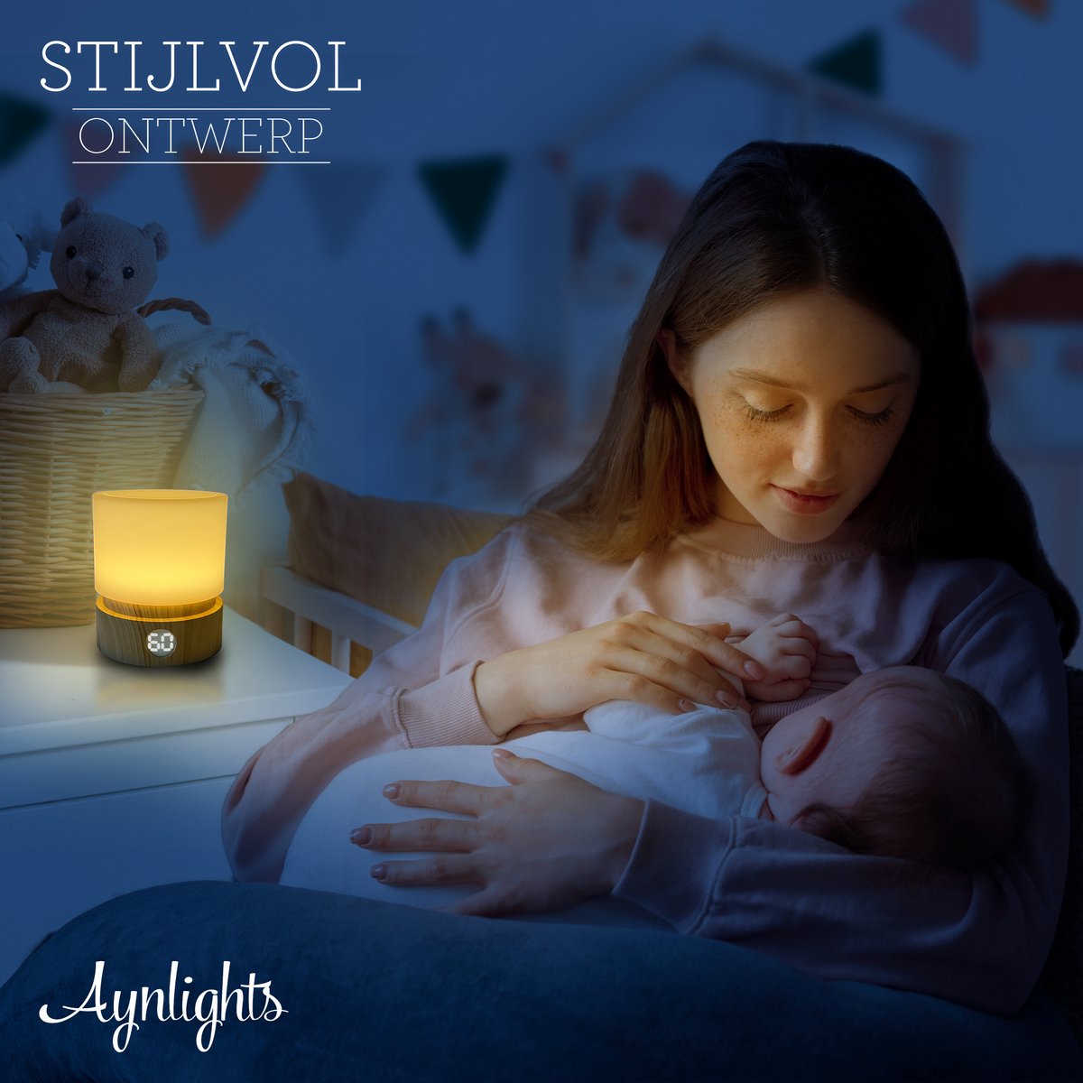Aynlights® Draadloze Tafellamp/ nachtlamp LED – Draadloze Lamp Nachtkastje - Bamboo bruin
