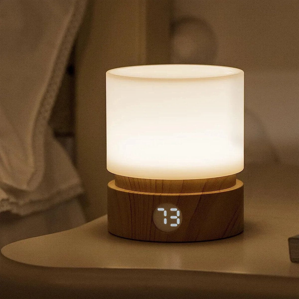 Aynlights® Draadloze Tafellamp/ nachtlamp LED – Draadloze Lamp Nachtkastje - Bamboo bruin