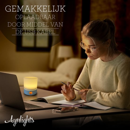 Aynlights® trådlös bordslampa/ nattlampa LED – trådlös sänglampa – vit