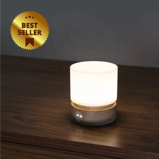 Aynlights® Draadloze Tafellamp/ nachtlamp LED – Draadloze Lamp Nachtkastje - Bamboo bruin