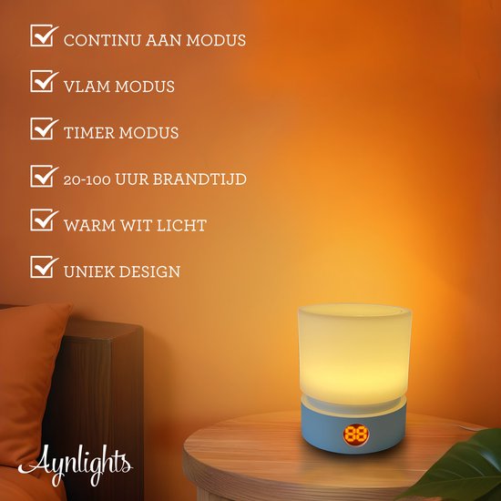 Aynlights® trådlös bordslampa/ nattlampa LED – trådlös sänglampa – vit