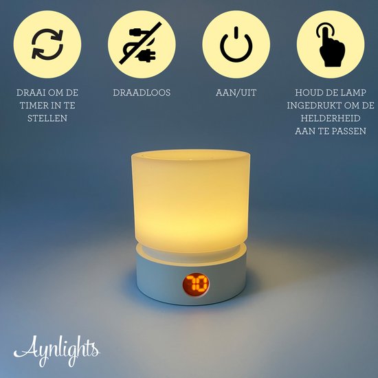 Aynlights® trådlös bordslampa/ nattlampa LED – trådlös sänglampa – vit