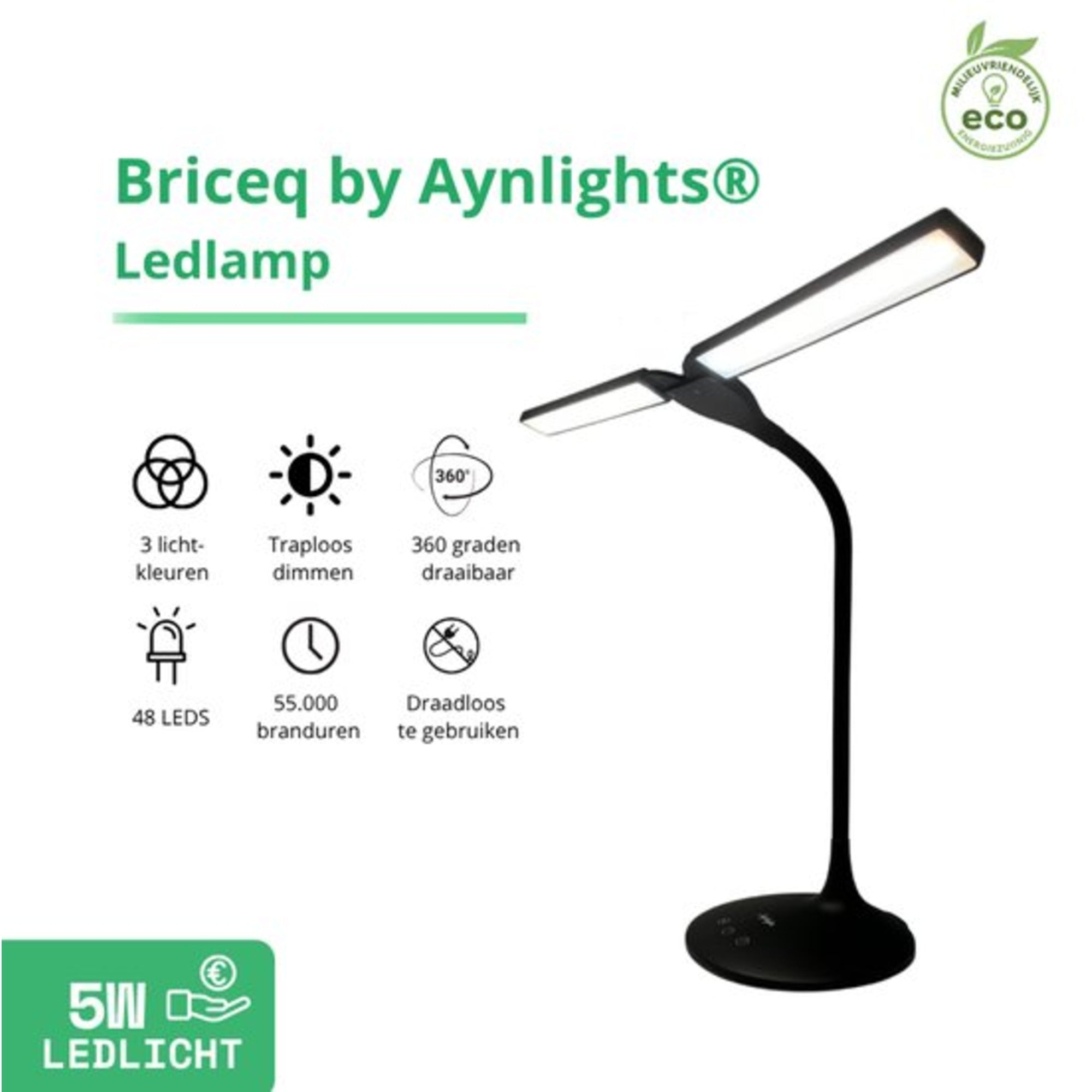 Briceq® - UltraDesk — Draadloze 2-in-1 Bureaulamp en Daglichtlamp