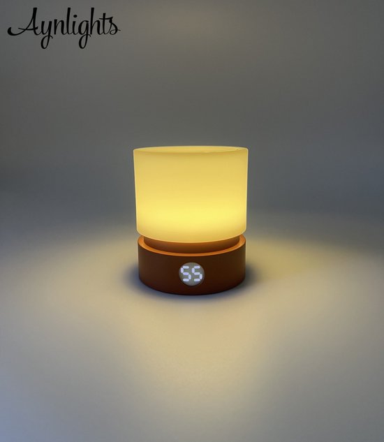 Aynlights® Draadloze Tafellamp/ nachtlamp LED – Draadloze Lamp babykamer - ROODbruin