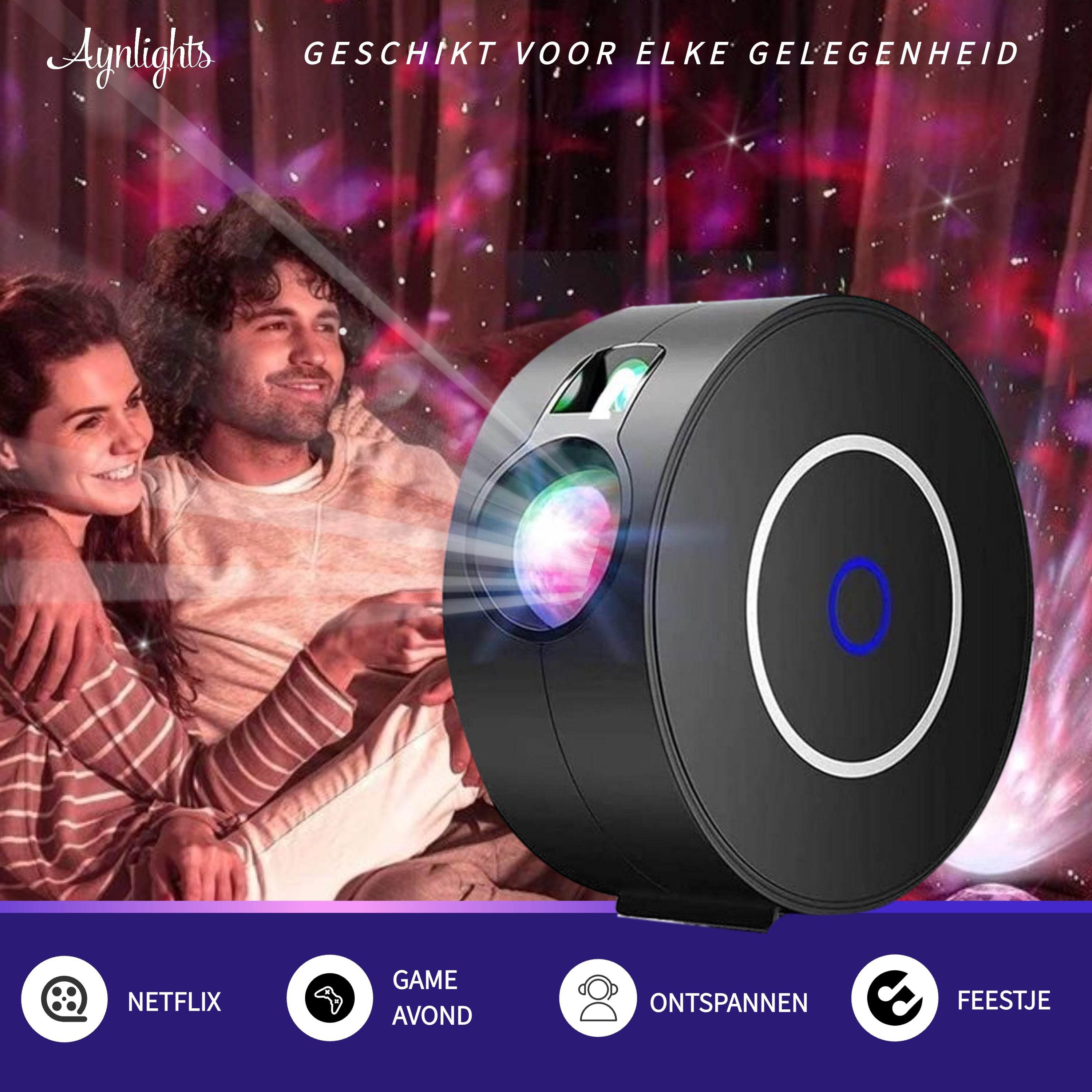 Aynlights® Smart Wifi Star Projektor – SCHWARZ – Steuerung per APP