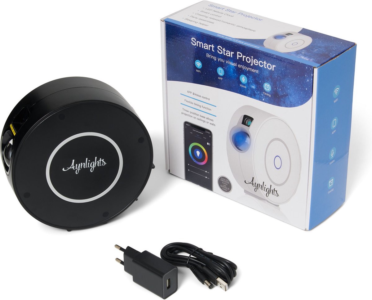 Aynlights® Smart Wifi Star Projektor – SCHWARZ – Steuerung per APP 