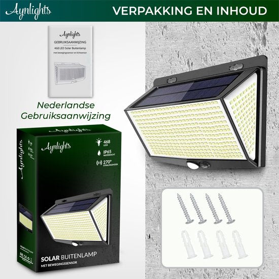 Aynlights® -2024 - 2 STUKS - Solar Buitenlamp met Bewegingssensor