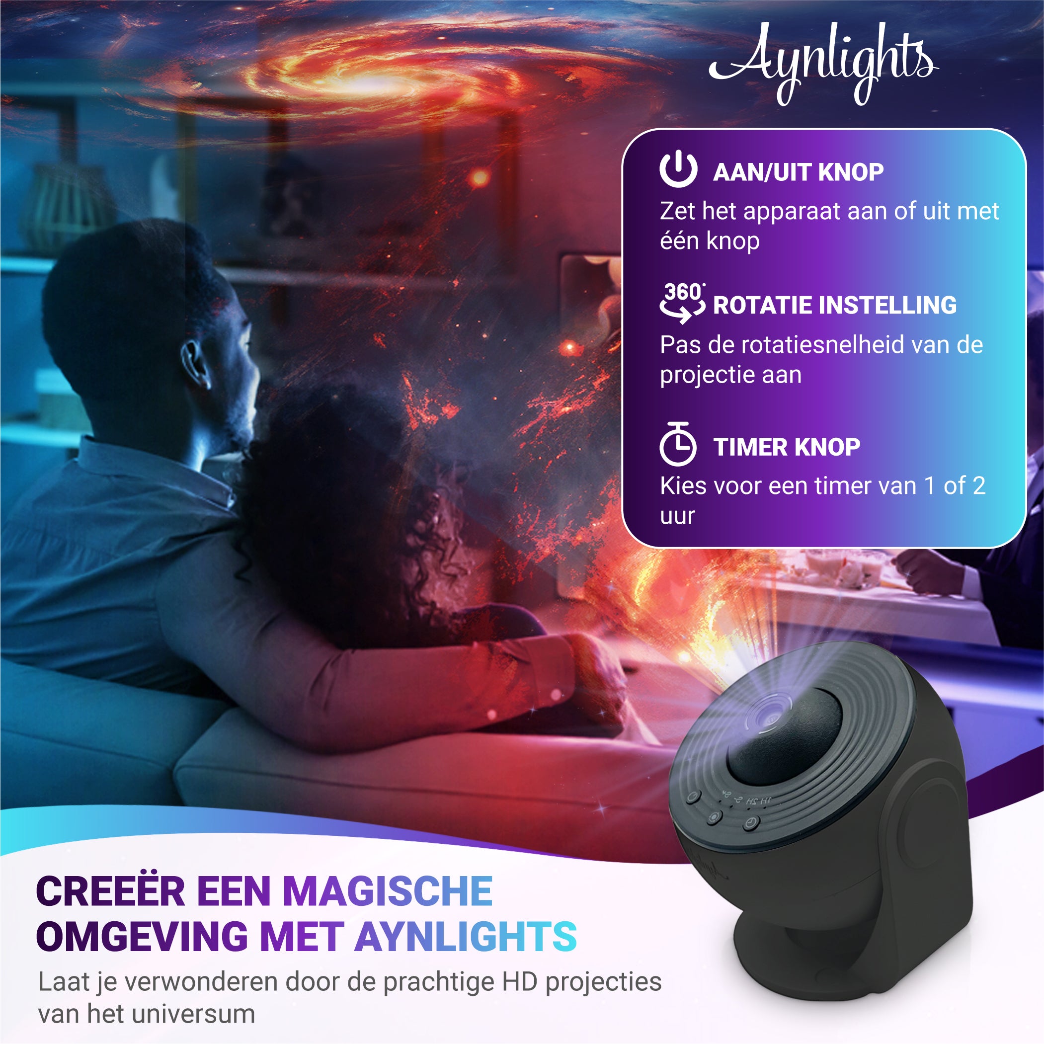 Aynlights® Premium 13-in-1 Projectorlamp - Sterren Projector - Galaxy Projector