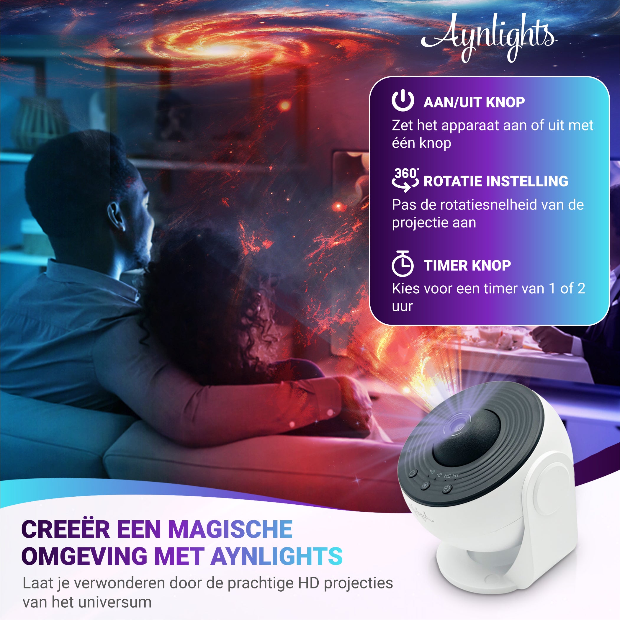 Aynlights® Premium 13-in-1 Projectorlamp - Sterren Projector - Galaxy Projector