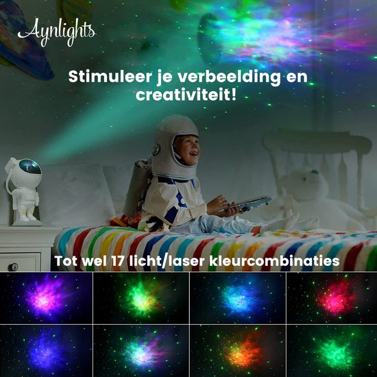 Aynlights® Astronauten-Sternprojektor – WEISS – Bedienung per Fernbedienung