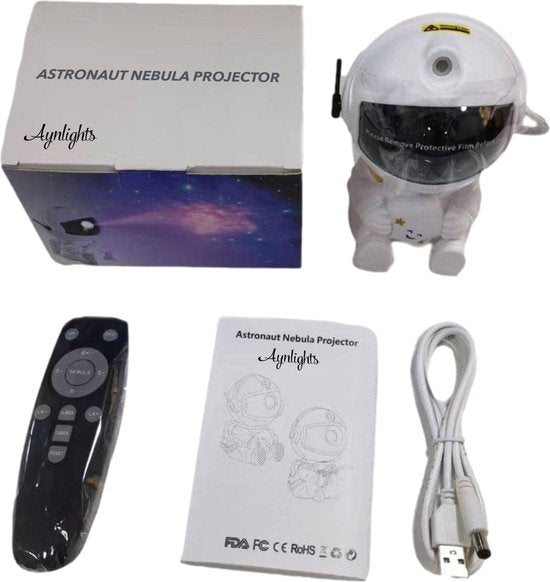 Aynlights® Mini-Astronauten-Sternprojektor – WEISS – Fernbedienung